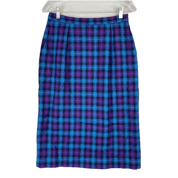 Vintage Pendleton Women 8 2 Piece Suit Blazer Skirt Virgin Wool Tartan Plaid 80s - Picture 15 of 16
